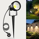 VivaLet Spot LED Extérieur avec Piquet de Terre 7W 700LM, Mini Spot LED avec Alimentation Électrique, Luminaire Exterieur IP65, Projecteur de Jardin 3000K Applicable Terrasses, Plantes, Câble de 2,5M