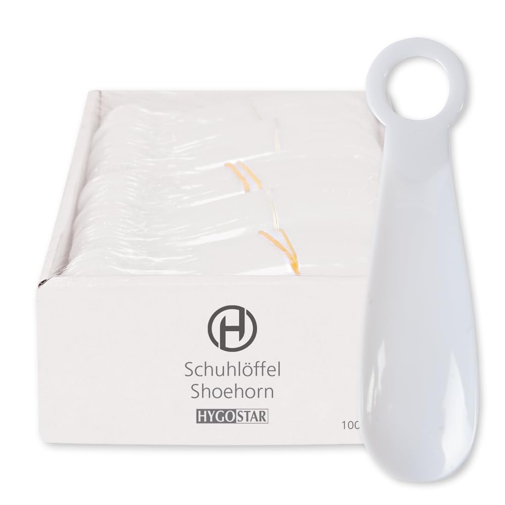 FRANZ MENSCH 500 Stück Hygostar Schuhlöffel | PET, weiß, L: 14cm, B: 4cm, Standard