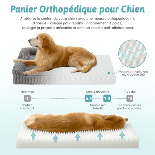 Mousse à Mémoire de Forme Chien Panier COZY KISS - Canapé Orthopédique Couchage Déhoussable Lavable