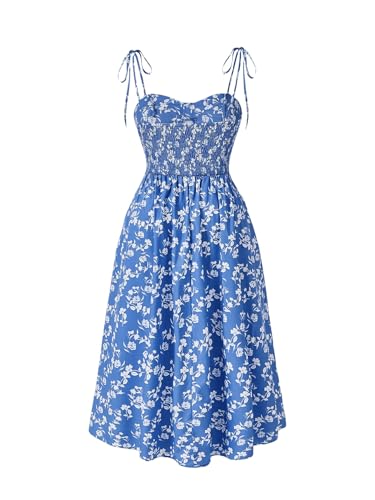 Image of Floerns Women's Plus Size Boho Disty Floral High Waist Flowy Shirred Midi Cami Dress