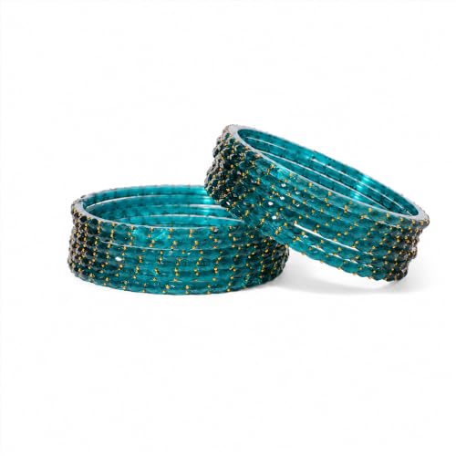 Image of Raindrop Crystal Glass Bangles, Pack of 12