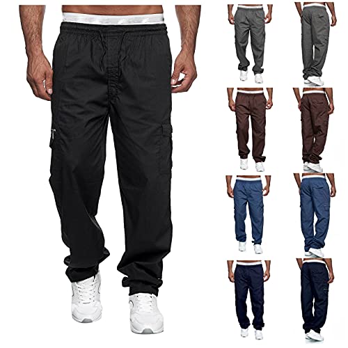 Pantalones deportivos para hombre, dobladillo abierto, pantalones cargo para hombre, pierna recta, múltiples bolsillos, gimnasio, correr, ropa activa, pantalones de combate, pantalones deportivos con