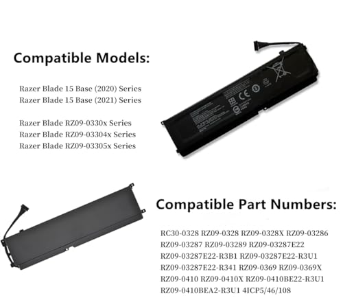 Batterie pour ordinateur portable Razer Blade 15 Base RC30-0328 de 65Wh - 3