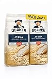 Pack 2x Copos de Avena Integrales Hojuelas Quaker 500 g | 2 Paquetes de 500 g (Total 1 kg) | Avena Integral en Copos | Ideal para Desayunos y Recetas