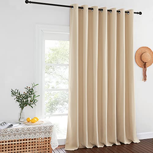 NICETOWN Sliding Door Curtain for Living Room, Grommet Blackout Patio Door Curtain Privacy Thermal Insulated Window Treatment for French, Biscotti Beige, W100 x L144, 1 Panel