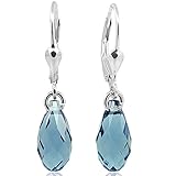 [page_title]-Ohrringe Ohrhänger Tropfen Swarovski® Kristalle 925 Sterling Silber Blau NOBEL SCHMUCK