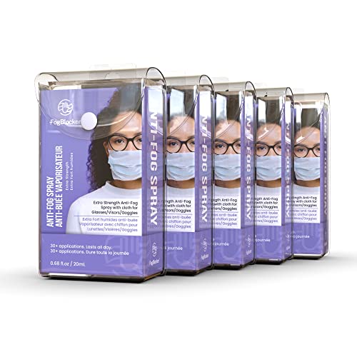 FogBlocker Extra Strength Anti-Fog Spray with cloth for Glasses, Visors, Goggles (5)
