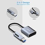 BENFEI SD TF Card Reader with USB Type-C/Type-A Compatible with iPhone 15 Pro/Max, MacBook Pro/Air 2023, iPad Pro, iMac, S23, XPS 17, Surface Book 3 and More