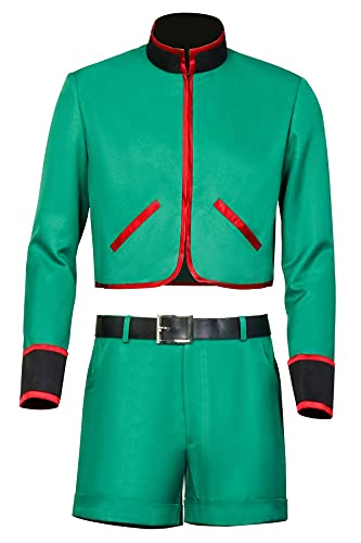 ZIFUNMUR Men's Cosplay Uniform Anime Gon Freecss Green Uniform Outfit Halloween Costume Set (Large)