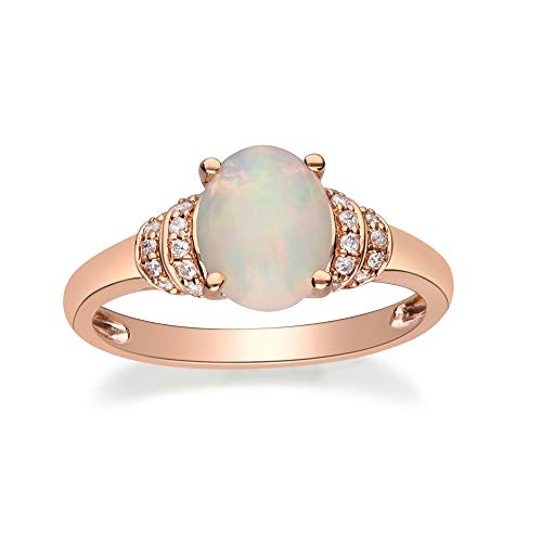 Gin & Grace 14K Rose Gold Natural Ethiopian Opal Ring with Real Diamonds for women | Ethically, authentically & organically sourced (Oval) shaped opal hand-crafted jewelry for her | Opal Ring for women3