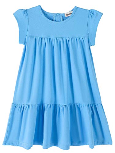 Image of Youwon Girls Dress Short Sleeve Solid Color Tunic A-Line Tiered Swing Dress 2-6 7-16