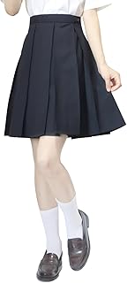 [Sharphon] 制服 スカート 39/42/45/48CM丈 黒 紺 灰色 4色 8本 無地 ライン ハイウエスト プリーツスカート