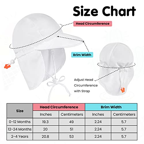 Simplikids Baby Sun Hat Toddler Upf 50+ Uv Ray Sun Protection Hat Infant Sun Hat W/Neck Flap Toddler Sun Hat For Baby Beach Hat,White,0-12 Months #TOP4