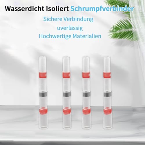 Raheem Lötverbinder mit Schrumpfschlauch Wasserdichte Kabelverbinder Isoliert Lötverbinder Set für KFZ, Schiffbau, Elektronikindustrie (150, AWG 22-18)