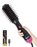 Hair Dryer Brush Blow Dryer 4-in-1 Hot Air Styler, Blowout Brush Hair Dryer Styler & Volumizer with Ionic Technology|Oval Titanium Barrel|Anti-frizz Blowout for Drying, Straightening 2.4''