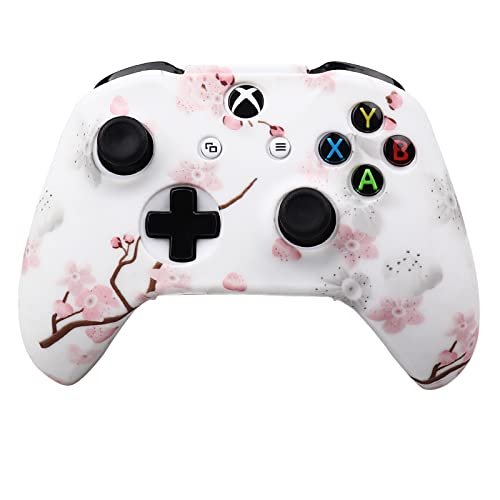 Image of RALAN Cherry Blossoms Skin, Sakura Silicone Controller Cover Skin Protector Compatible for Xbox Ones Controller (Pink Pro Thumb Grip x 2,Cat Grips x 2,Skull Cap x 2).