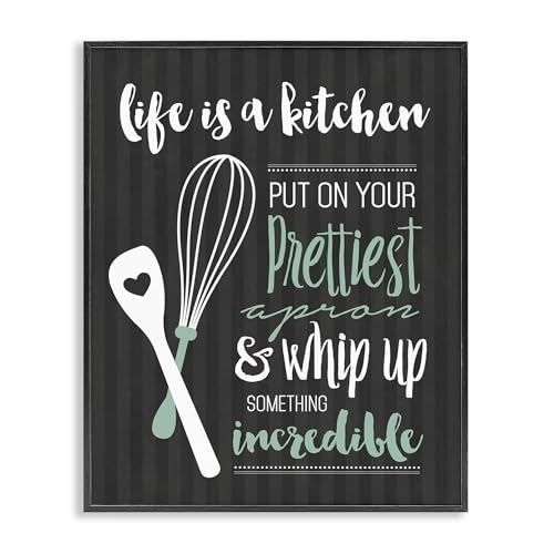 Cadre de cuisine Life Is A Kitchen Stupell décoration murale rétro noire et blanche