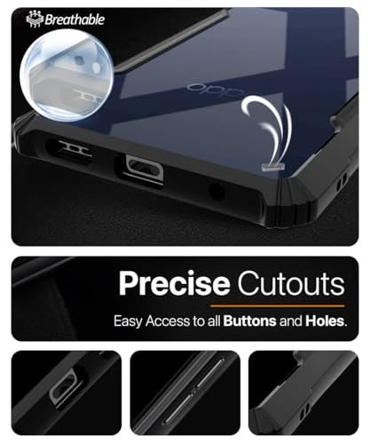 Image of WOW IMAGINE Shock Proof Clear Back Case Mobile Cover for Oppo F33 Pro 5G (Hard | Hybrid PC + TPU | Full Armour Device & Camera Protection | Black)