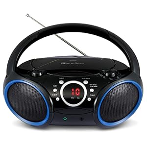 SINGING WOOD 030C Portable CD Player Boombox with AM FM Stereo Radio, Aux Line in, Headphone Jack, Supported AC or…