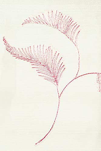 Image of (7 ft Sheer Tissue with Embroidery 3 Leaf Design | Eyelet Window Long Curtain | Tissue Fabric Window Single Curtain (Pink) | for Home | (Pack of 1) | 213 L x 121 W cm