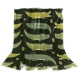 Cute Green Gator Crocodile Pattern Flannel Blanket Ultra-Soft Cozy Plush Blanket Throw Blankets Couch Chair Living Room Air Conditioning Cool Blankets 40'x50'