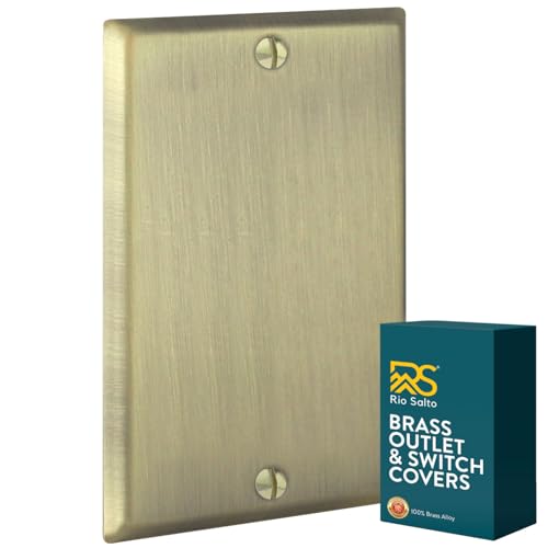 Rio Salto BRASS アンティークメタルゴールドブランクウォールプレート 標準サイズ ブランクコンセントカバー 未使用のコンセント用 壁スイッチカバー 子供に安全なデバイス コンセント 安全 ヴィンテージ マットゴールド (ブランク、1ギャング)の商品画像（Amazon）