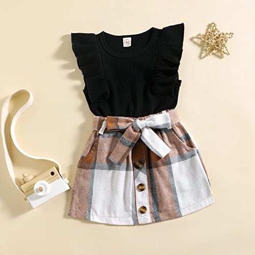 Roupa infantil de verão para bebês meninas de algodão camisa de manga curta com nervuras pulôver top