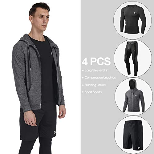 MEETYOO Kompressionsshirt Herren, Leggings Sport Laufhose Funktionsshirt Männer Jacke Kompressionshose Funktionswäsche für Running Gym Fitness
