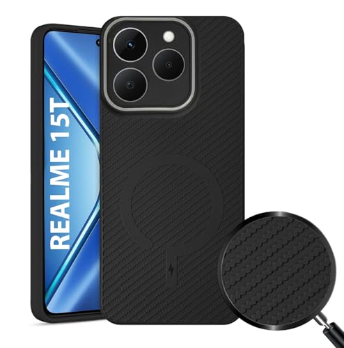 Image of LIRAMARK Rugged Carbon Fibre TPU Armor Silicone Back Cover Case for Realme 15T /Realme NARZO 90 5G