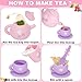 Silicone Tea Party Set for Little Girls,PRE-WORLD 27PCS Toys Toddler Tea Set with Play Food Dessert Cookies,Doughnut,Cake,Carrying Bag,Kids Kitchen Pretend Role Gifts for Girls Boys Age 3 4 5 6