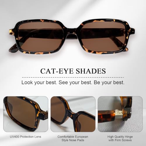 Image of GenXenon Tea Square Sleek Smart Translation Polarized Sunglasses Women