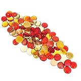 Veemoon Canicas Planas de Vidrio Rojo y Amarillo 400g Guijarros Decorativos para Jarrones Relleno para Acuarios y Manualidades Piedras Decorativas para Bricolaje y Paisajismo