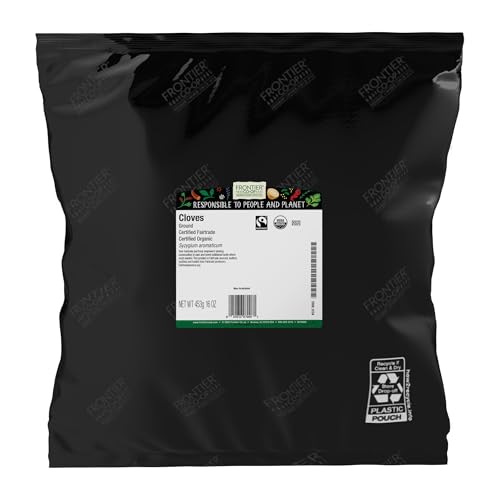 Frontier Co-op Organic Ground Cloves, Fairtrade Certified, 1lb Bulk Bag - Aromatic Spice for Baking, Spice Blends, and Seasonal Recipes