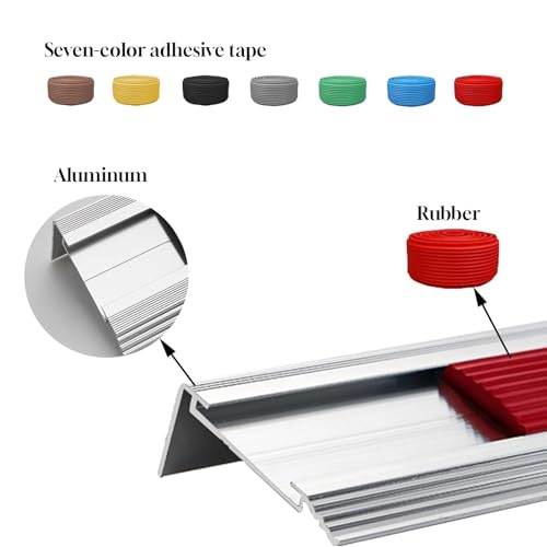 Protector antideslizante de aluminio para escaleras con tira autoadhesiva resistente 5