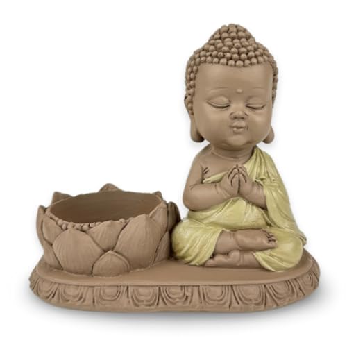 Statue Bougeoir CH03 - Figurine inspirante et Zen - Porte-Bonheur Positivité Concentration - Porte Bougie Photophore- Idée Cadeau Mignonne et Spirituelle -H...