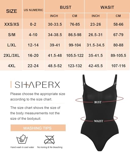 Shaperx SZ5215-BLACK-L/XL Women'S Shapewear Bodysuit Tummy Control Body Shaper Seamless Sculpting Snatched Waist Body Suit,Sz5215-Black-L/Xl thumb #2