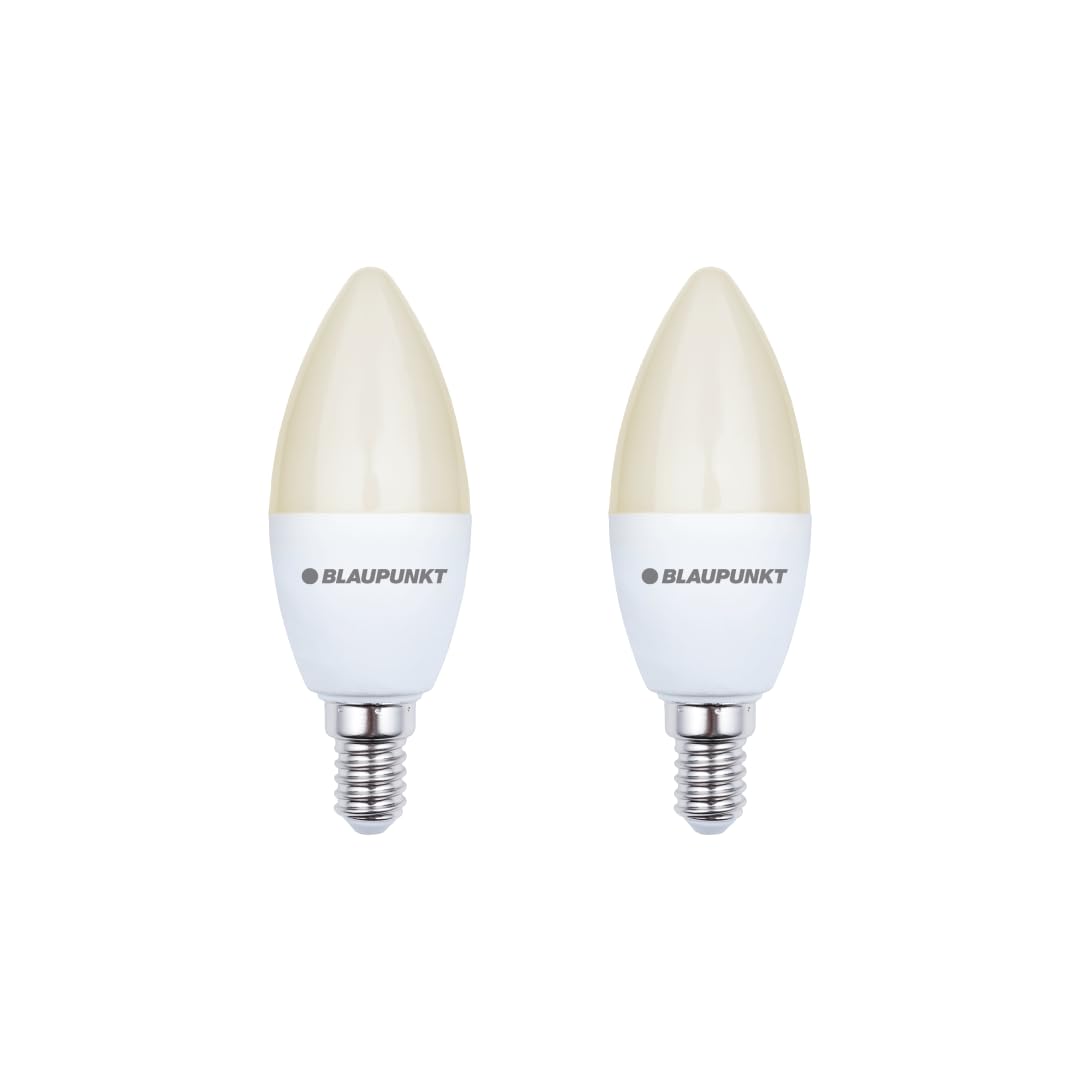 Blaupunkt E14 Candle LED Bulb - Frosted, 10W (80W to 100W Equivalent), 820 Lumens, 2700K Warm White, Non-Dimmable ES Screw Base, Energy-Saving Home Lighting – Pack of 2