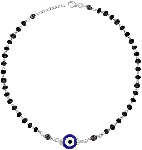 GIVA 925 Silver Evil Eye Beaded Anklet,Single | Gifts for Women and Girls | With Certificate of Authenticity and 925 Stamp...