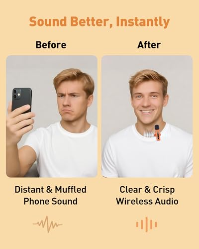 Image of USB C Lavalier Microphone Wireless Mini Mic for Type-C Android Phone /Tablet /PC Video Recording Clip-on Mics with Rotatable Clip&Denoise Recording, Ideal for Vlog Youtube Content Creator, Orange