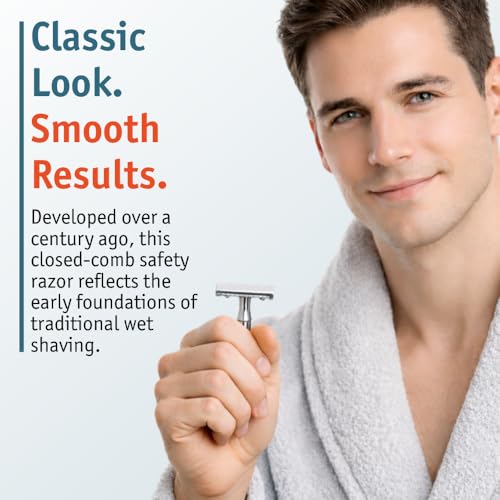 Image of MERKUR 33C Double Edge Safety Razor, Three-Piece Design, Closed Comb, Short Handle, Bright Chrome Finish, Made in Germany
