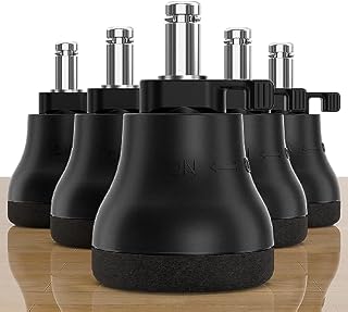 Bell Glides Replacement Office Chair - Chair Stool Swivel Caster Wheels to Fixed Stationary Castors for Hardwood Floors, Easy Switch Between Wheel Glide and Wheel Stopper, On/Off Setting, Set of 5