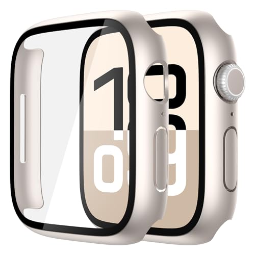 Image of Misxi Case with Screen Protector for 42mm Apple Watch Series 11 /10 | 2-Pack Cover with Tempered Glass for 11 /10, Scratch Resistant Sensitive Touch Protection, Starlight