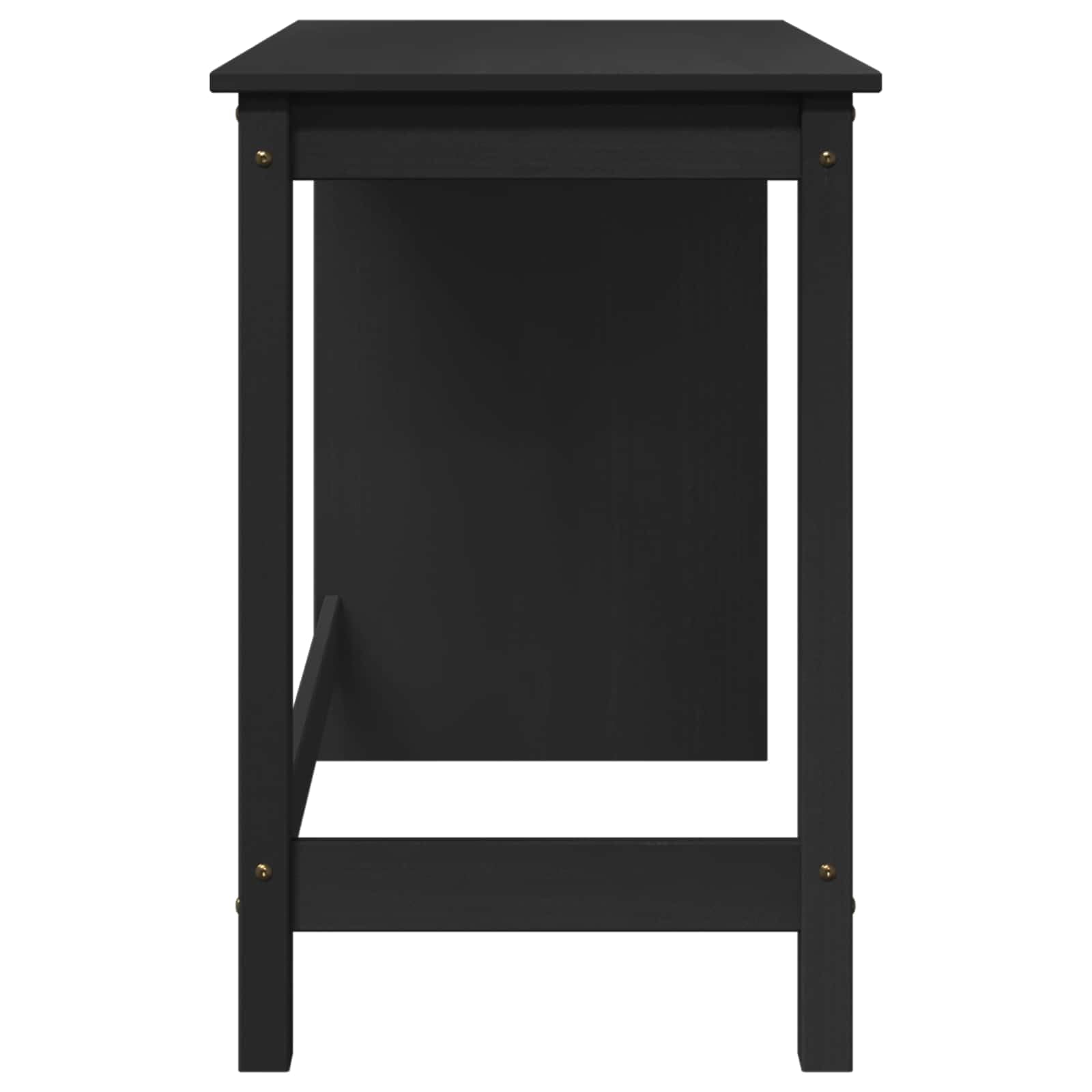 Générique Minimalistyczne czarne biurko 112 x 50 x 75 cm z litego drewna sosnowego, prostokątne biurko do laptopa, stół roboczy z matowym wykończeniem do domu lub narożnika do nauki