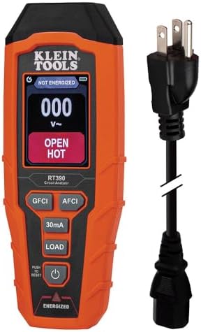 Klein Tools RT390 Circuit Analyzer with Large LCD, Identifies Wiring Faults, GFCI and AFCI Tester, Voltage Drop, Displays Trip Time