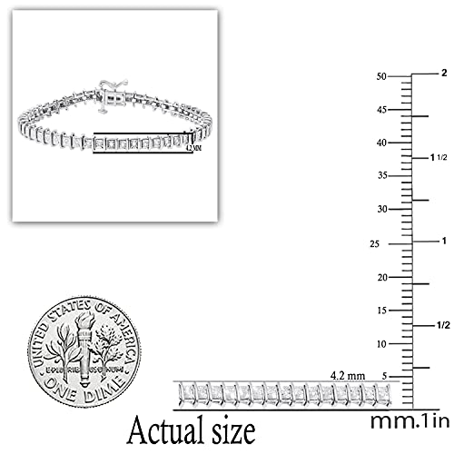 Dazzlingrock Collection 0.25 Carat (ctw) Round White Diamond Square Illusion Set Modern Classy Dainty Bracelet for Her 1/4 CT, 925 Sterling Silver3