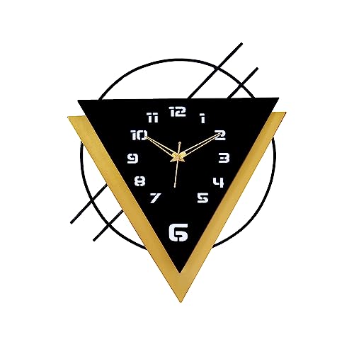 Image of METSY Metal Laser Cut Numerical Analogue Art Wall Clock Black & White for Home and Office | Metal Wall Art | Decor Items (Triangle)