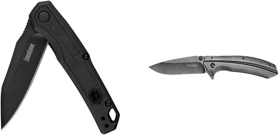 Kershaw Appa Folding Tactical Pocket Knife, SpeedSafe Opening, 2.75 inch Black Blade and Handle & Filter Pocket Knife, 3.25” Steel Blade with Assisted Opening