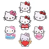 Chilynie Cute Cartoon Kitty Iron On Patches Sew On Embroidered Appliqué Patches for Decorate or Mend Children Adult Shirts Jacket Jeans Hats Bags Socks（7Pcs Set）