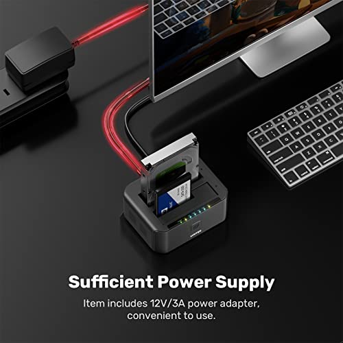 Unitek Usb 3.0 To Sata I/Ii/Iii Dual Bay External Hard Drive Docking Station For 2.5 / 3.5-Inch Hdd Ssd, Hard Drive Duplicator/Offline Clone Function, Support Uasp & 16Tb - Black #TOP5