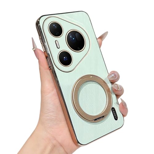 Cover Compatible with Huawei Pura 80 Ultra Stand Case Golden Thread Texture Leather Electroplating Cover with Luxury Rotating Kickstand Shockproof Protection Shell for Huawei Pura 80 Ultra (3)